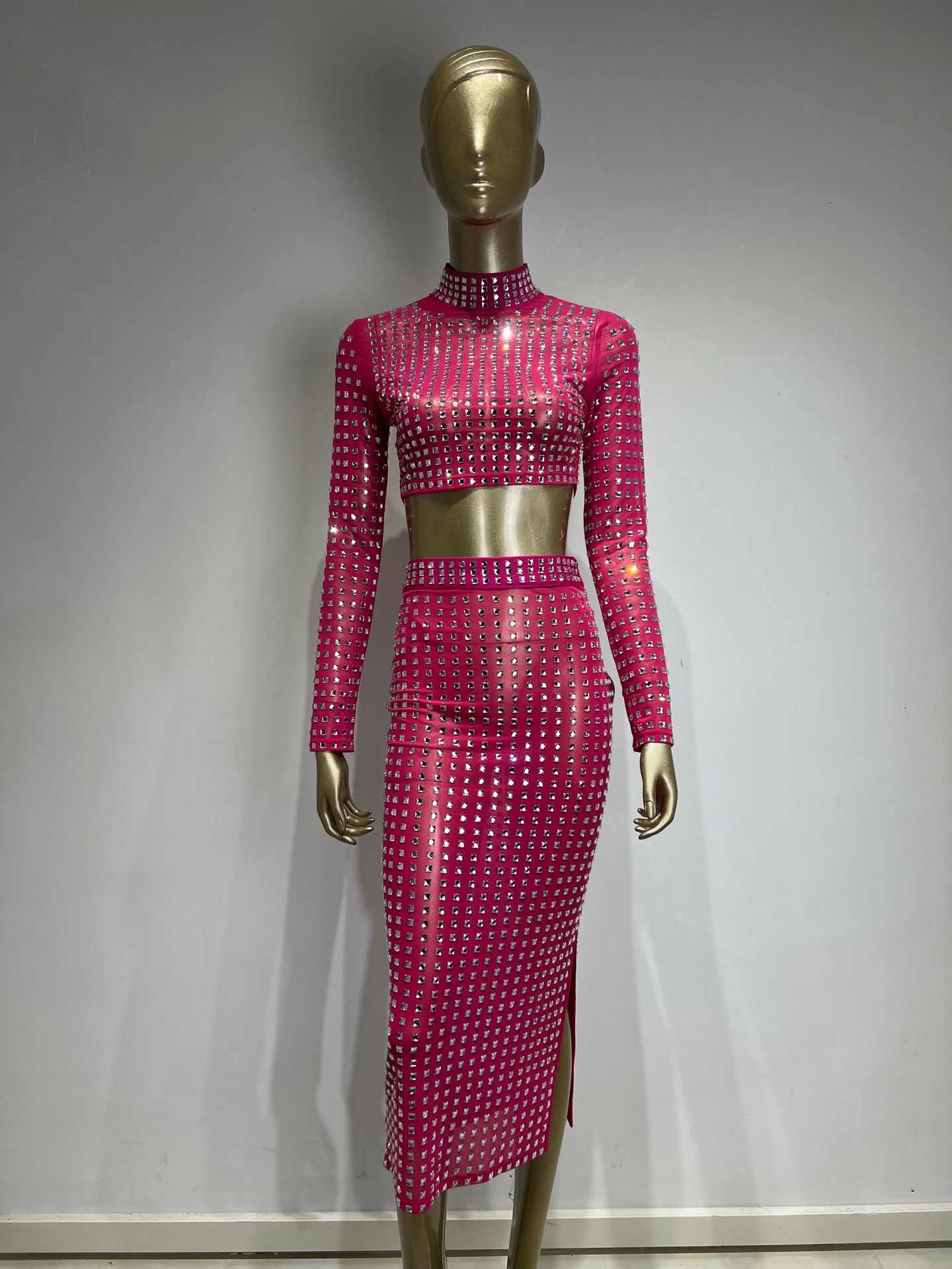 Women's Rivet Elastic Tight Skirt Suit The Fashion Celestial