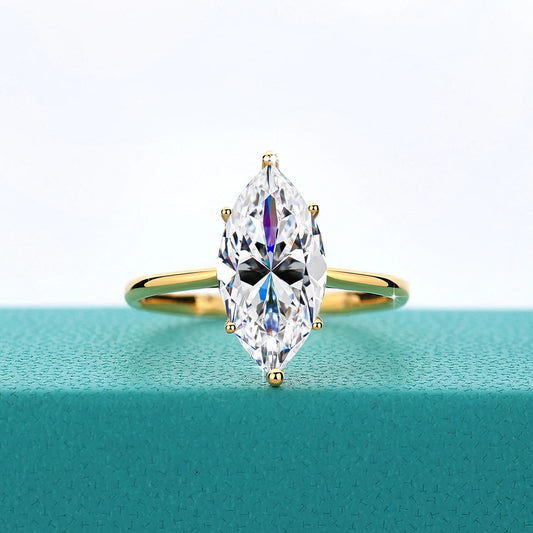 High Quality 14K Gold Rings for Women Marquise Cut 3ct VVS1 Moissanite Diamond Rings Au585 Luxury Jewelry for Engagement Trendy ANOINTED_ADORNED