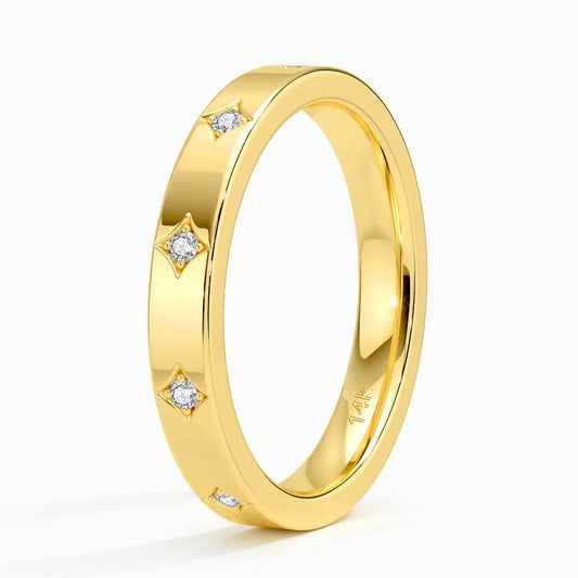 14K Yellow Gold Couple Rings Full Circle Moissanite Diamond Luxury Wedding Band Unisex Ring for Both Men and Women Wedding Bands ANOINTED_ADORNED