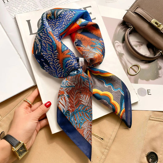 Silk Square Scarf Women Luxury Floral Print Kerchief Soft Satin Hairband Hands Bag Ribbon Foulard Hijab Neckerchief Headband ANOINTED_ADORNED