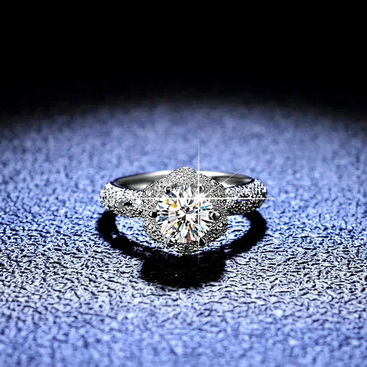 Women's Luxury 18K White Gold Eternal Wedding Ring Real GRA VVS 1 Carat Moissanite Diamond Ring Fine Jewelry Bride Accessories ANOINTED_ADORNED
