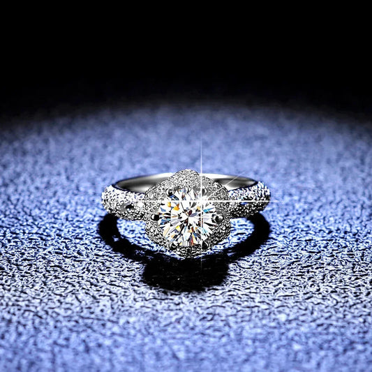 Women's Luxury 18K White Gold Eternal Wedding Ring Real GRA VVS 1 Carat Moissanite Diamond Ring Fine Jewelry Bride Accessories ANOINTED_ADORNED