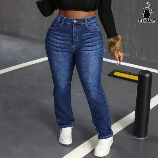 Slim Fit Stretch Plus Size Women's Jeans, Classic Washed Versatile Style, Highlights the Perfect Figure ANOINTED_ADORNED
