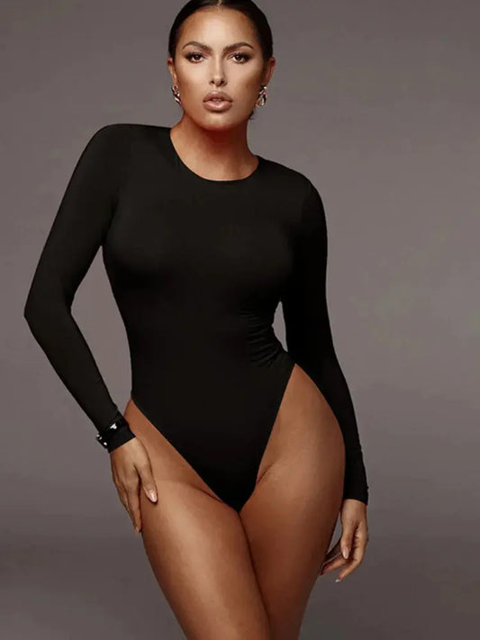 O Neck Long Sleeve Bodysuit Women Autumn Winter Body Top ANOINTED_ADORNED