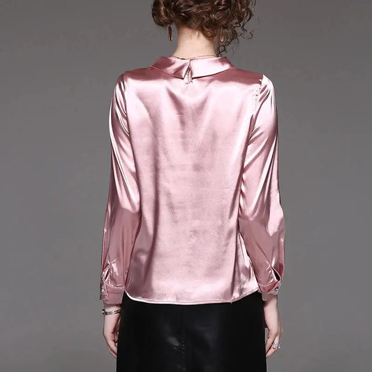 Women blusas long sleeved Slim plus size silk satin shirts office ladies work female Chiffon blouse Elegant blusa feminina ANOINTED_ADORNED