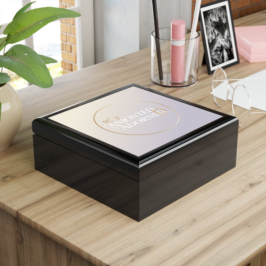 Anointed & Adorned Jewelry Box — Elegant Black Keepsake Box with Gold Foil Design Printify
