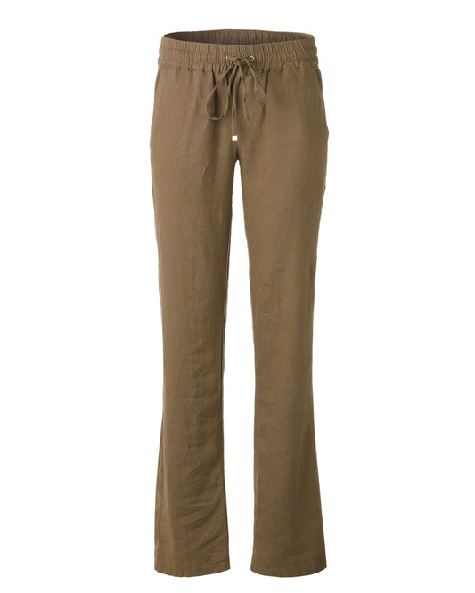 ZIMEGO  Women's Comfy Drawstring Elastic Waist Linen Summer Pants-0