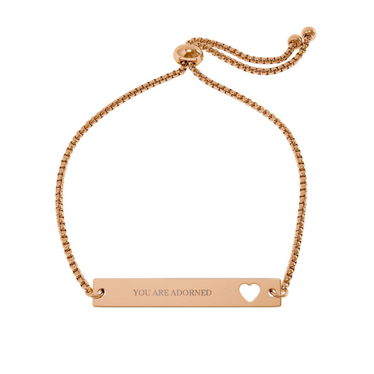 Personalized Heart Cutout Bar Bracelet — Adjustable Engraved Nameplate Printify