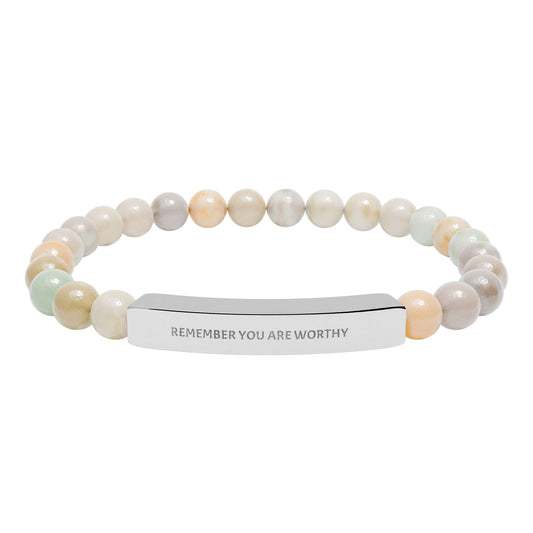 Engravable Natural Stone Bar Bracelet – Personalized Stretch Beaded Bracelet Printify