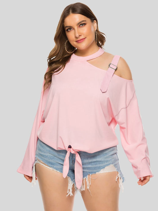 Plus Size Cold-Shoulder Tied Top See size chart under “more details” The Fashion Celestial