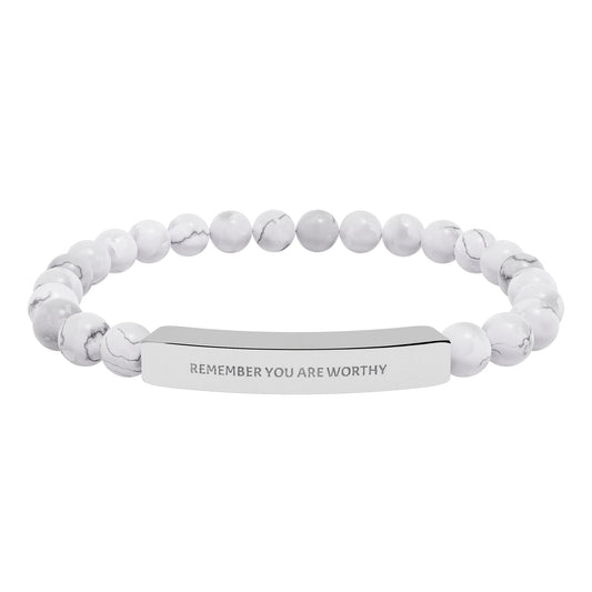 Engravable Natural Stone Bar Bracelet – Personalized Stretch Beaded Bracelet Printify