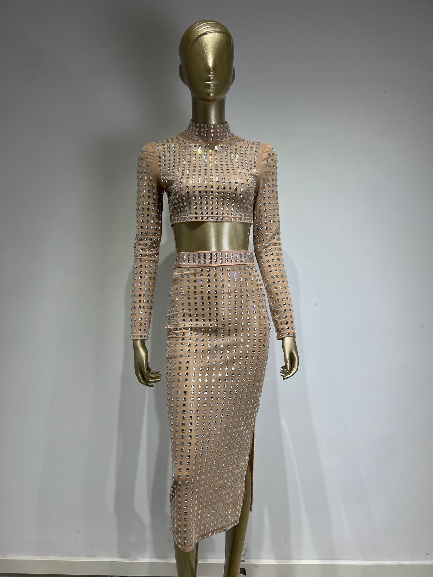 Women's Rivet Elastic Tight Skirt Suit The Fashion Celestial