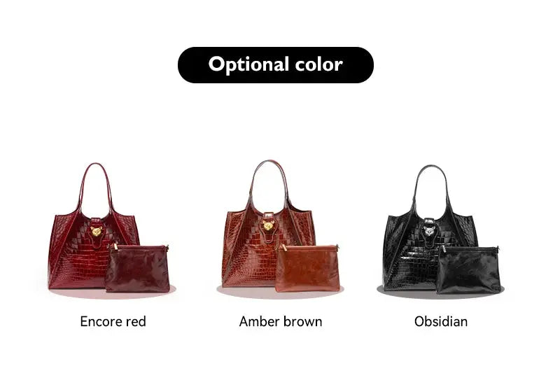 New 2025 Light Luxury Crocodile Pattern Genuine Leather Women's Messenger Bag Commuter Versatile Large Capacity Handbag ANOINTED_ADORNED