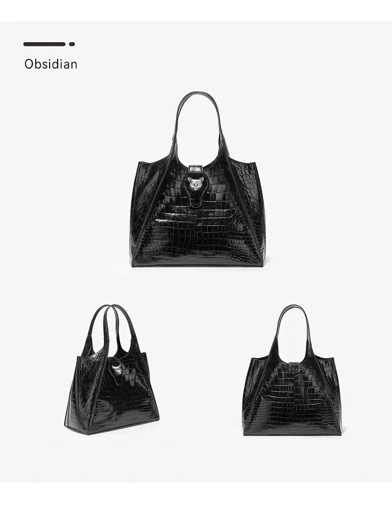New 2025 Light Luxury Crocodile Pattern Genuine Leather Women's Messenger Bag Commuter Versatile Large Capacity Handbag ANOINTED_ADORNED