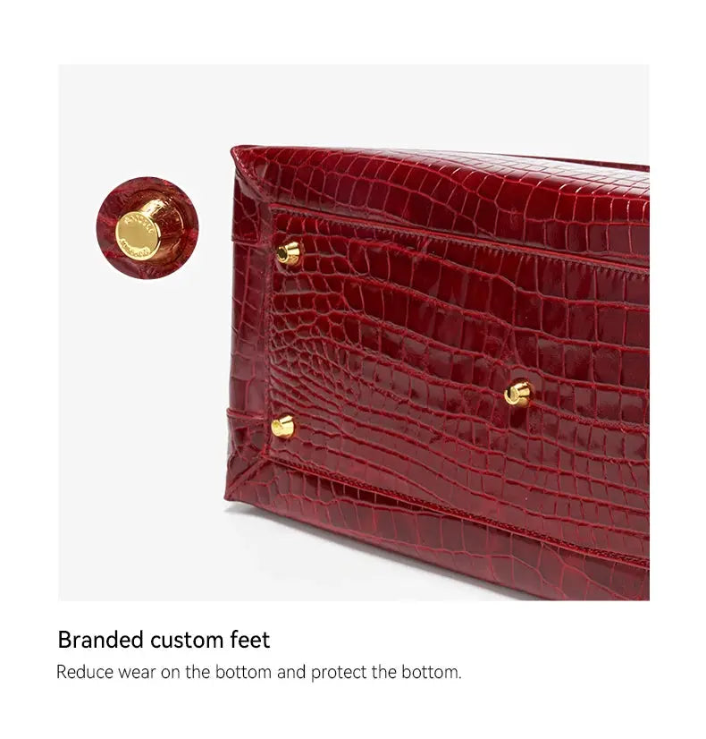 New 2025 Light Luxury Crocodile Pattern Genuine Leather Women's Messenger Bag Commuter Versatile Large Capacity Handbag ANOINTED_ADORNED