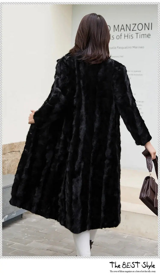 Luxury Lady Genuine real natural mink fur coat  women's long fashion stand collar warm winter waistcoats jacket custom any size ANOINTED_ADORNED