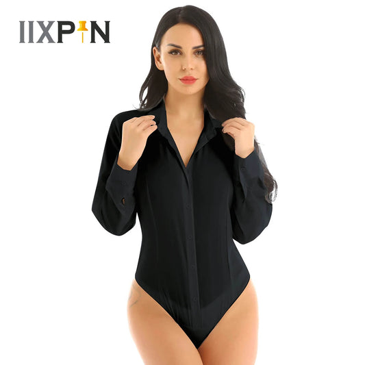 🌿 Elegant Long Sleeve Surplice Bodysuit