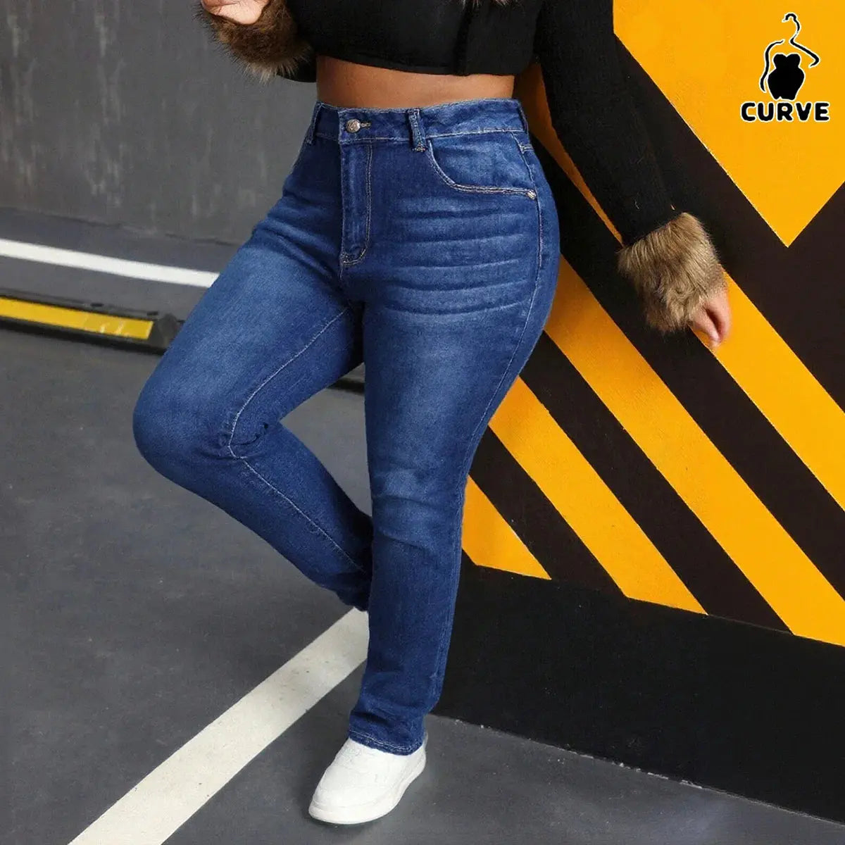Slim Fit Stretch Plus Size Women's Jeans, Classic Washed Versatile Style, Highlights the Perfect Figure ANOINTED_ADORNED