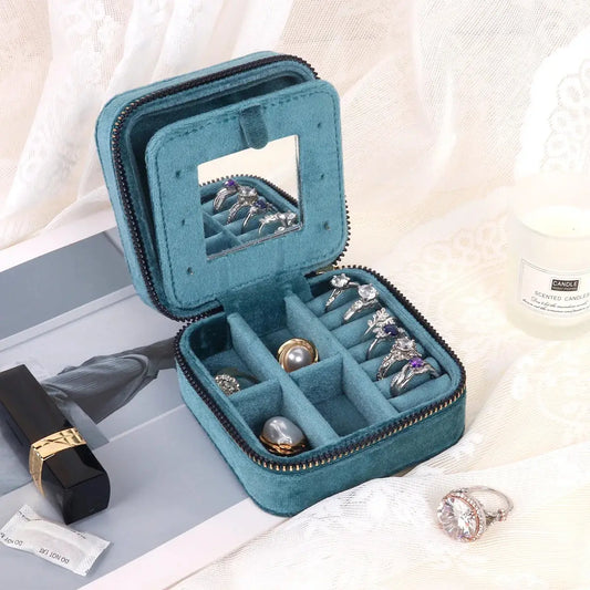 Rhombus Velvet Jewelry Box with Mirror ANOINTED_ADORNED