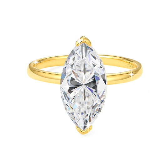 AU585 14K Gold Solitaire Ring With Certificate 6.5*13mm 2.5CT Marquise Cut Moissanite Engagement Rings Women Wedding Band ANOINTED_ADORNED
