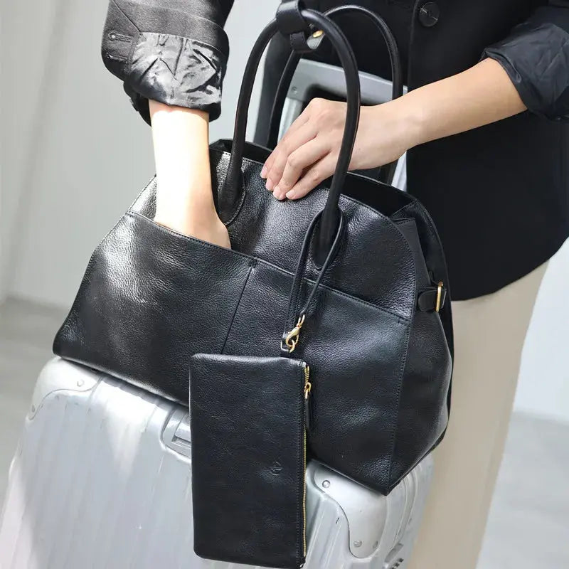 Women's Genuine Leather Large Capacity Tote Bag Female Retro Luxury Briefcase Vintage Cowhide Shoulder Handbag ANOINTED_ADORNED