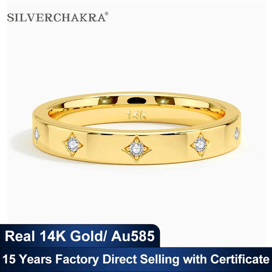 14K Yellow Gold Couple Rings Full Circle Moissanite Diamond Luxury Wedding Band Unisex Ring for Both Men and Women Wedding Bands ANOINTED_ADORNED