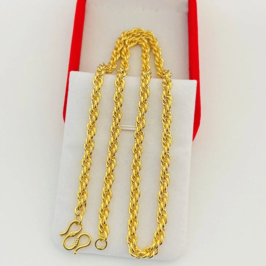 Luxury 24K real gold jewelry twine Necklace for men and women au9999 Yellow gold fine twist spiral chain ANOINTED_ADORNED