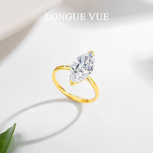 AU585 14K Gold Solitaire Ring With Certificate 6.5*13mm 2.5CT Marquise Cut Moissanite Engagement Rings Women Wedding Band ANOINTED_ADORNED