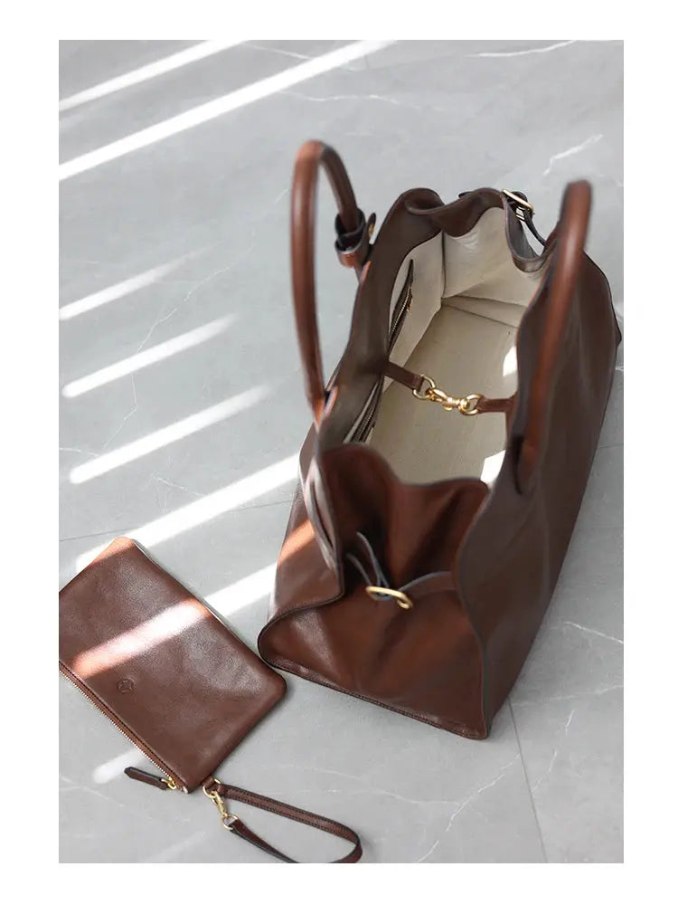 Women's Genuine Leather Large Capacity Tote Bag Female Retro Luxury Briefcase Vintage Cowhide Shoulder Handbag ANOINTED_ADORNED