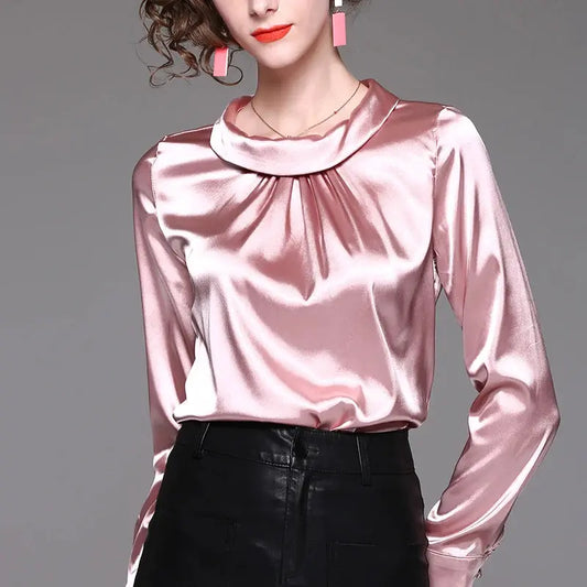 Women blusas long sleeved Slim plus size silk satin shirts office ladies work female Chiffon blouse Elegant blusa feminina ANOINTED_ADORNED