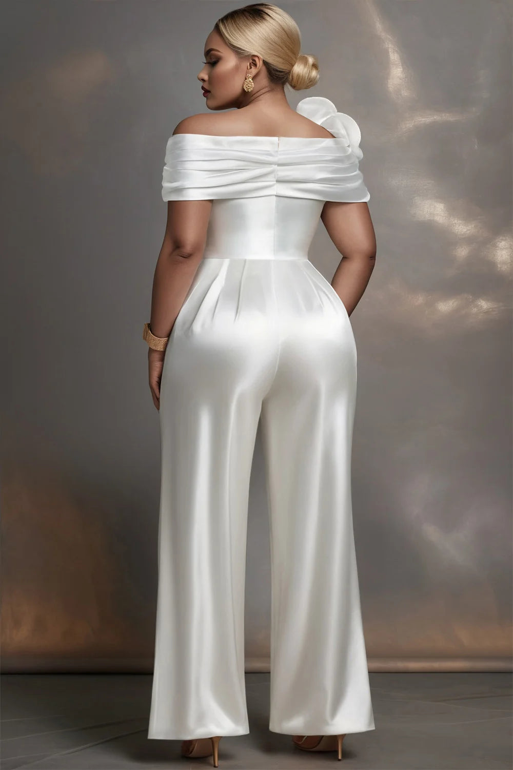 Elegant Off The Shoulder 3D Pocket Satin Jumpsuits ANOINTED_ADORNED