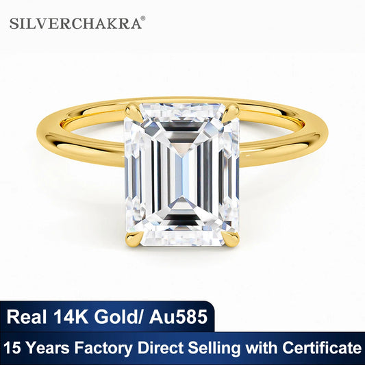 Classic 14K Gold Ring Certificate Emerald Cut Moissanite Diamond Rings 1ct 2ct 3ct Au585 K Gold Wedding Fine Jewelry for Women ANOINTED_ADORNED
