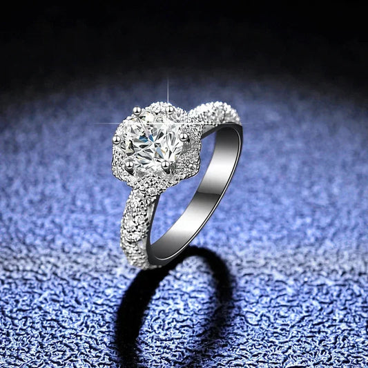 Women's Luxury 18K White Gold Eternal Wedding Ring Real GRA VVS 1 Carat Moissanite Diamond Ring Fine Jewelry Bride Accessories ANOINTED_ADORNED