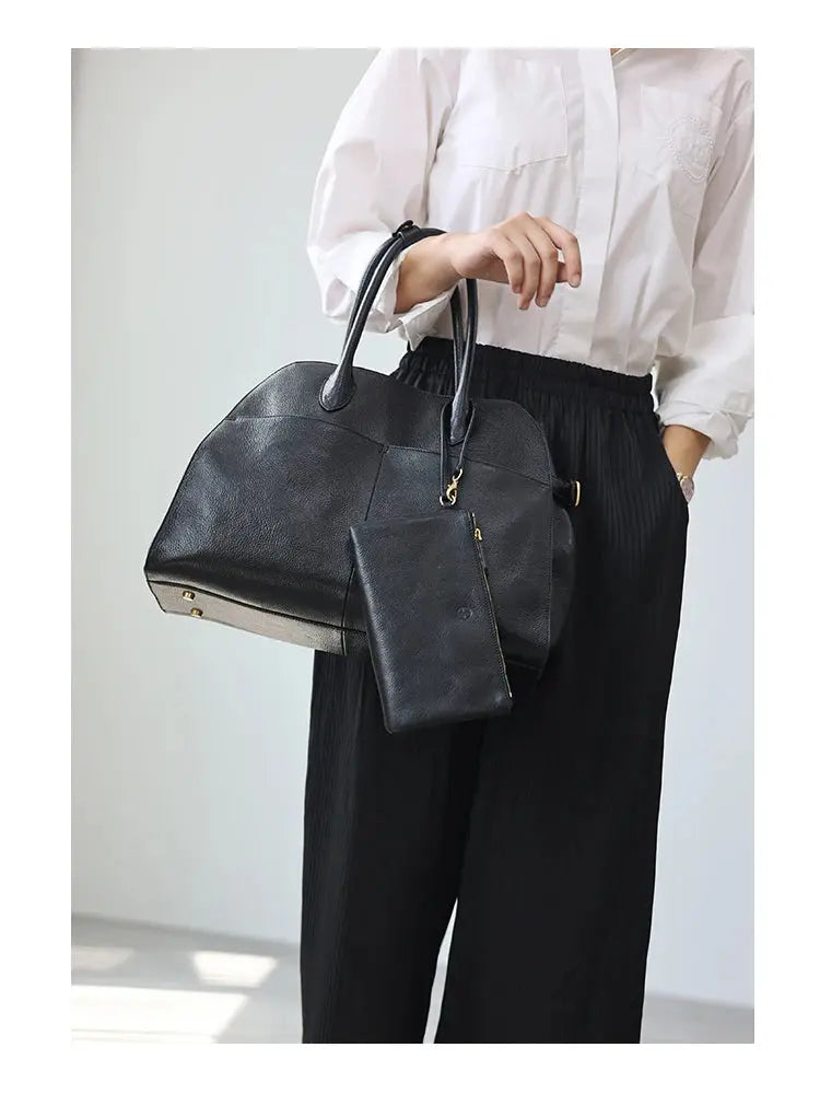 Women's Genuine Leather Large Capacity Tote Bag Female Retro Luxury Briefcase Vintage Cowhide Shoulder Handbag ANOINTED_ADORNED