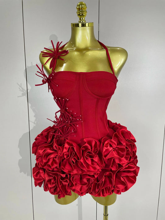 Sexy Halter Prom Gown Celebrity Club Two Piece Set Cocktail Elegant Women Fashion Luxury Birthday Party Red Black Bandage Outfit ANOINTED_ADORNED