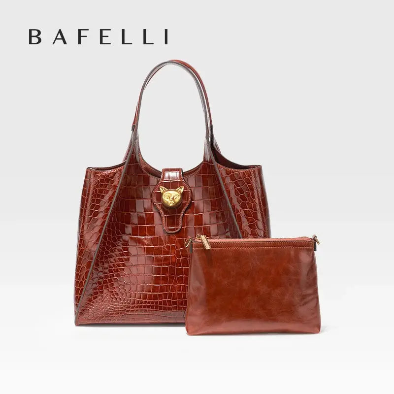 New 2025 Light Luxury Crocodile Pattern Genuine Leather Women's Messenger Bag Commuter Versatile Large Capacity Handbag ANOINTED_ADORNED