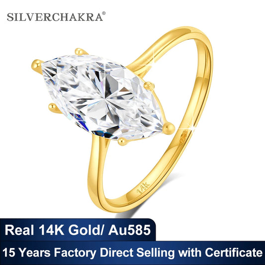 High Quality 14K Gold Rings for Women Marquise Cut 3ct VVS1 Moissanite Diamond Rings Au585 Luxury Jewelry for Engagement Trendy ANOINTED_ADORNED