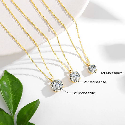 Classic 4 Claws 14k Gold Necklace 1ct 2ct 3ct AU585 K Gold Pendant Luxury Wedding Gift Jewelry With Certificate Factory Price ANOINTED_ADORNED