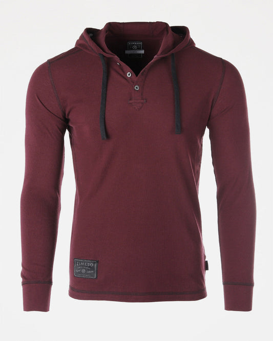 ZIMEGO Mens Vintage Thermal Long Sleeve Lightweight Fashion Hooded Henley-0